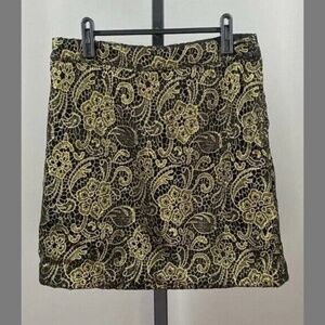 NEW Banana Republic Skirt Womens 4 black gold floral monogram preppy